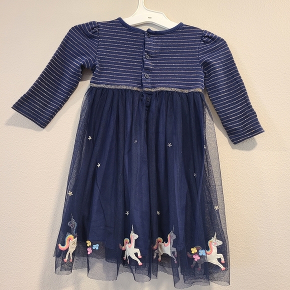 JoJo Maman Bebe Navy Embroidered Unicorn Dress - Picture 5 of 6